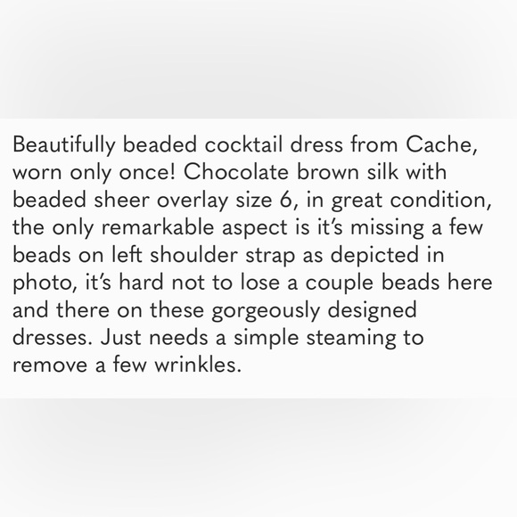 CACHE Beaded Cocktail Dress size 6 - Picture 9 of 9